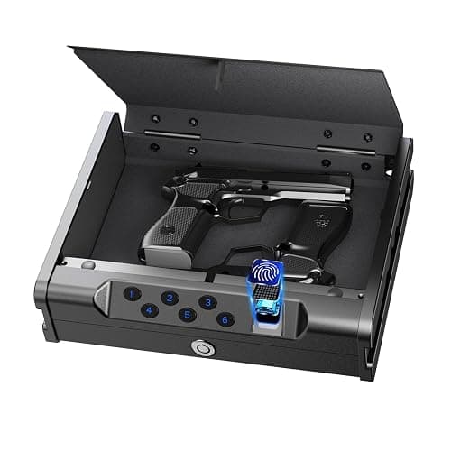 teentan Gun Safe, Biometric Gun Safe for Pistols - Quick-Access Handgun Safe with Fingerprint & Digital Keypad | Fits 2 Pistols | Silent Mode, Heavy-Duty Steel for Home, Nightstand, Car, and Bedside - Image 1
