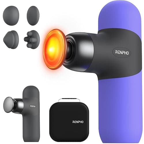 RENPHO Mini Thermal Massage Gun with Heat, FSA Eligible HSA, Christmas Birthday Gifts for Women Men, Portable Deep Tissue Percussion Massager, Color Silicone Sleeves Travel Size with Carry Case - Image 1