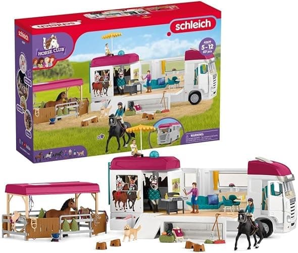 Schleich Horse Club - 227PC Lisa Transporter Playset – Horse Toy Trailer Set with Family, 3 Horses, Dog, Grooming Station & Rooftop Pool for Real Water Play – Realistic Toys for Kids Ages 5+ | 42619 - Image 1