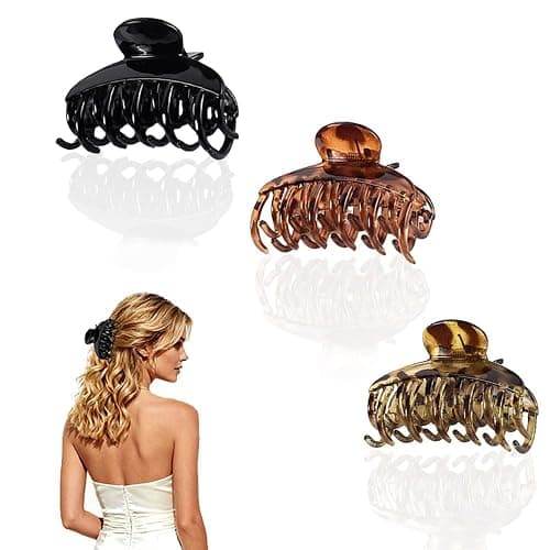 Tortoise Shell Hair Claw Clips for Women - Medium Size Acrylic Hair Clips for Thin & Thick Hair, Non-Slip Grip, Fashion Hair Accessories FEADIR 3 packs - Image 1
