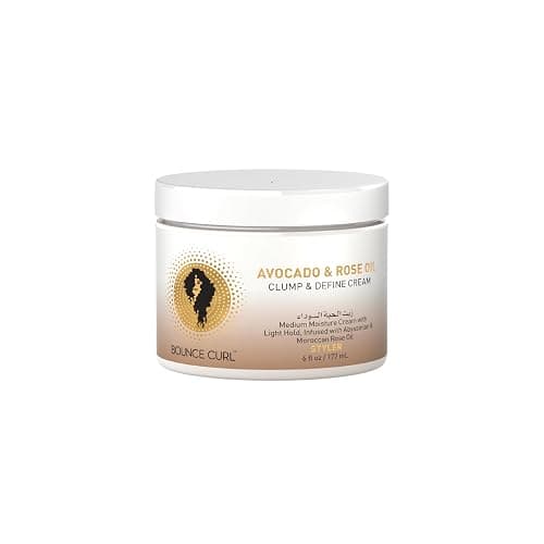 Bounce Curl Avocado & Rose Oil Clump and Define Cream, Enhance and Define Wavy, Curly, and Coily Hair, 6 oz - Image 1