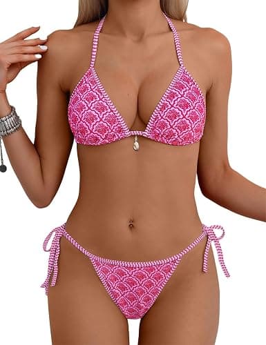 Tainehs Women's Sexy Halter Bikini Set Triangle Top String Swimwear Two Piece Swimsuits Cheeky Bathing Suit - Image 1