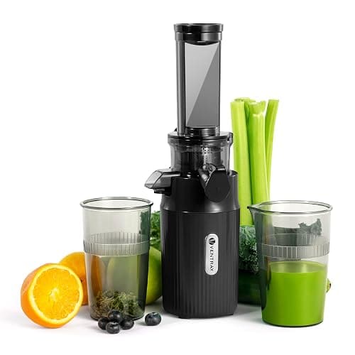 Ventray Ginnie Mini Cold Press Juicer, Small Slow Masticating Juicer for Vegetables and Fruits, High Juice Yield, Easy to Clean, Space-Saving, Fit for Personal/Travel/Picnic/Office - Black - Image 1