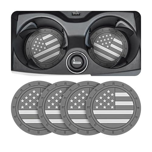 AUCELI 4 Pack Car Cup Holder Coasters, Colored American Flag US Flag Insert Car Cup Coaster, 2.75 Inch Anti Slip Shockproof Embedded Drink Mat, Vehicle Interior Decor Accessories - Image 1