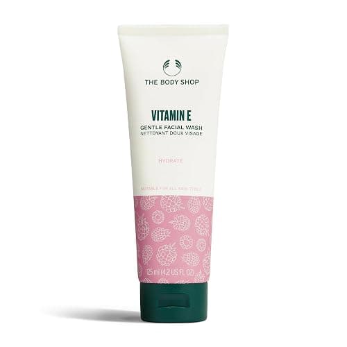 The Body Shop Vitamin E Gentle Face Wash (1x 125ml), Foaming Cleanser for All Skin Types, Creamy Daily Facial Wash, Removes Impurities & Makeup, Enriched with Vitamin E & Raspberry Seed Oil - Image 1