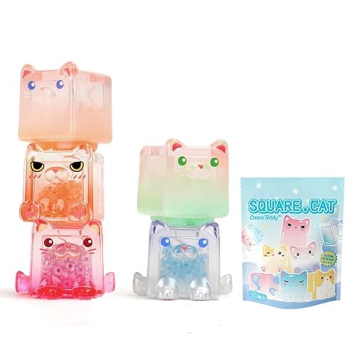LUCKJOY Square Cat Series Blind Pack (5PCs in one Bag) Random Design Cat Blind Box Figures Collectible Toys Cute Mystery Box Home Decorations Holiday Birthday Gifts - Image 1