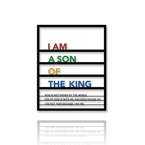 Metal Teen Boy Room Wall Decor I Am A Son of The King Wall Art Sign for Boys Bedroom Playroom Living Room Bathroom Motivational Sculptures Colorful - Image 1