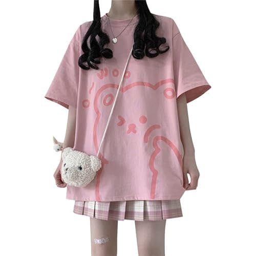 Women Kawaii Bear T-Shirt Cute Japanese Anime Graphic Tees Cartoon Korean Preppy Short Sleeve Baggy Top Oversized Clothes - Image 1