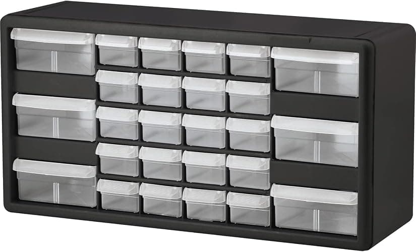 Akro-Mils 26-Drawer Plastic Drawer Storage Cabinet for Garage Organization, Bead Organizer, Building Bricks Storage, Teacher Toolbox, Makeup Organizer, 20" W x 6" D x 10" H, 10126 Black - Image 1