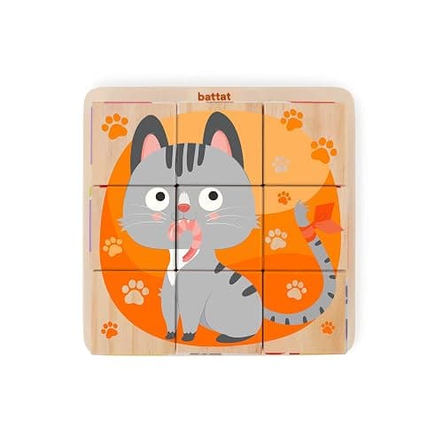 Battat – Wooden Cube Puzzle – Puzzles for Toddlers – 6 Puzzles in 1 – Wooden Toys – Educational Toys – 2+ Years – Puzzle Cube: Pets - Cube Puzzle - Image 1
