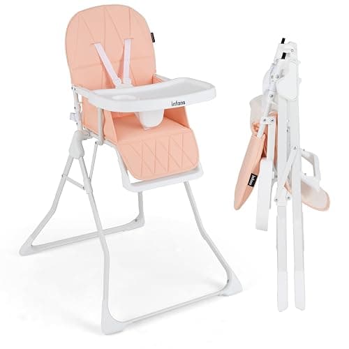 INFANS Baby High Chair, Quick Folding Portable Highchair for Babies and Toddlers with Adjustable Footrest Removable Dishwasher Tray PU Seat, Compact Highchairs for Baby Age 6-36 Months - Image 1