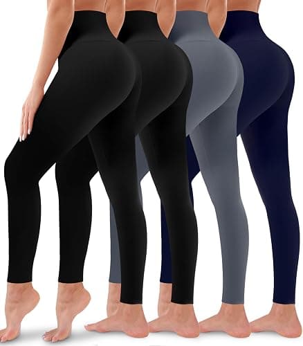 4 Pack Leggings for Women Butt Lift High Waisted Tummy Control No See-Through Yoga Pants Workout Running Leggings - Image 1