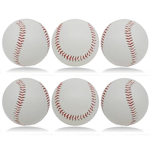GKYMYZ 6 Pack Blank Practice Baseballs,9 Inch 5 Oz Soft PVC Rubber Core Training Balls with,Blank Autograph Surface for Beginner Teen Adult Catching Hitting Training Gift Souvenir - Image 1