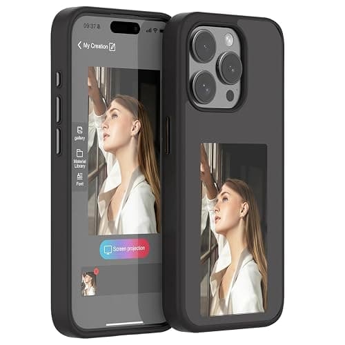 Phone Case for iPhone 16 Pro Max, 16 Pro, 16 Plus, 16, Smart Ink Screen Phone Case, NFC Memory Case for iPhone with Photo Screen, Funda Digital Inteligente (Black, for iPhone 16 pro max) - Image 1