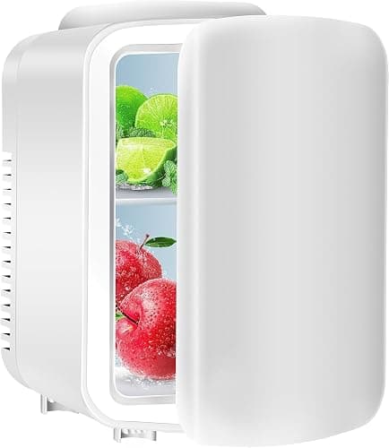 Simple Deluxe Mini Fridge, 4L/6 Can Portable Cooler & Warmer Freon-Free Small Refrigerator, Provide Compact Storage for Skincare, Beverage, Food, Cosmetics, for Bedroom, Office, Dorm, White - Image 1