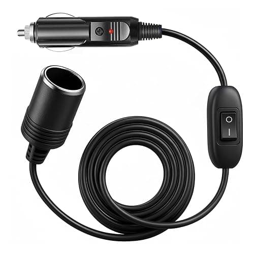 Car Cigarette Lighter Extension Cable with ON/Off Switch, 9.8FT/3m Lighter Extension Cord Lead with Female Inline Socket Connector, 12V/24V 17AWG, Suitable for Tyre Inflators/Portable Equipment - Image 1