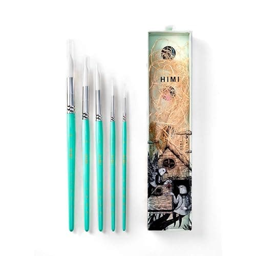 HIMI Little Bird Paint Brushes Set 5 Pcs for Watercolors Paint,Set of 5 Watercolor Paint Brushes for Beginners & Pros, Nice Gift for Art hobbyist Beginners Artists (Green,5 Pcs) - Image 1
