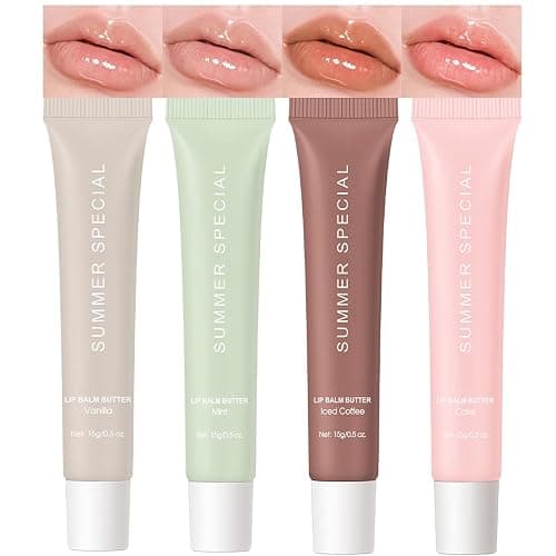 URQT 4PCS Summer Special Lip Butter Balm, Hydrating, Nourishing & Softening Lip Care with Natural Oils & Fruit Extracts, Long-Lasting Moisture, Non-Sticky Shine, Soften Dry Lips Lip Care (4PCS, 4) - Image 1