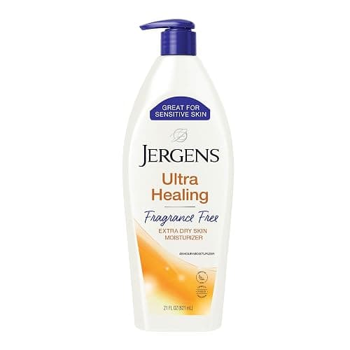 Jergens Ultra Healing Dry Skin Lotion, Hand and Body Moisturizer for Quick Absorption into Extra Dry Skin with Hydralucence Blend, Vitamins C, E and B5, White, 21 oz - 21 Fl Oz (Pack of 1) - Regular Size, Fragrance Free - Image 1