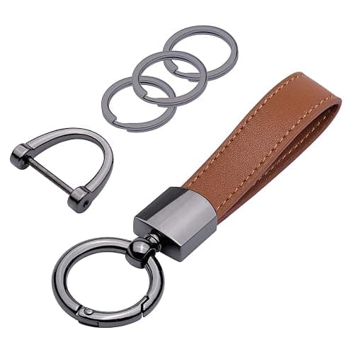 Wisdompro Genuine Leather Car Keychain, Universal Heavy Duty Key Fob Keychain Leather Key Chain Holder for Men and Women - Image 1