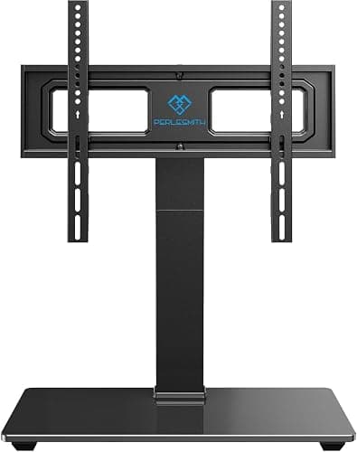 PERLESMITH Universal Swivel TV Stand for 32–70 inch TVs, Height Adjustable Table Top TV Stand Mount with Tilt, Tempered Glass Base, Holds up to 88 lbs, Max VESA 400x400mm, PSTVS26 - Image 1