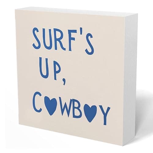 UNCDLV Coastal Cowgirl Decor, Beachy Room Decor, Surf's Up Cowboy Surf Desk Decorate, Coastal Decorate for Home Beach Cowboys, 5x5 Inch - Image 1
