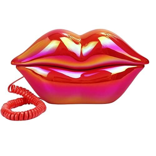 Upgraded Corded Landline Phones for Home, TelPal Funny Novelty Lip Phone Gift, Wired Mouth Telephone Real Landline Home Office Telephones Furniture Decor (Red) - Image 1