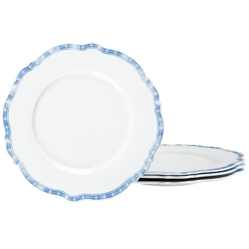 fanquare Blue Salad Plates Set, 8 Inch Plates, Porcelain Lunch Plates Set, Microwave Safe Dessert Plates, Service for 4 - Image 1