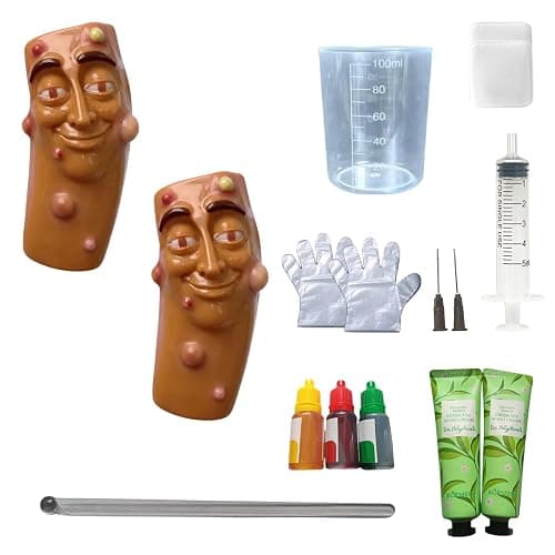Professional Pimple Popping Kit for Adults (2-Pack), 12-Piece DIY Stress Relief Set with TPR Bases, Reusable ASMR Sensory Fidget Toy, Customizable Pimple Colors (Stickman - Brown) - Image 1