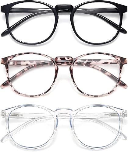 IBOANN Chic & Comfy Blue Light Glasses for Women - 3-Pack Round Frames, Screen-Ready Style with UV Protection Coating - Image 1