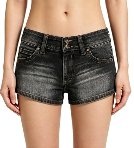 TUWIXIUW Women Low Rise Skinny Jean Shorts Y2k Mini Denim Shorts Trendy Goth Booty Micro Jorts Going Out Bottoms - Image 1