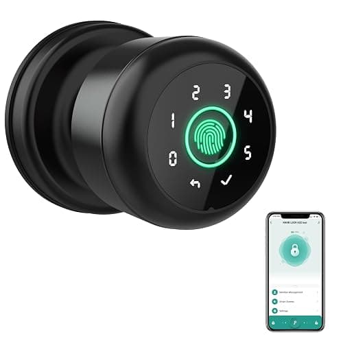 GHome 4 in 1 Smart Fingerprint Door Knob with Keypad Door Lock, Biometric Smart Door Knobs & App Control, Keyless Entry Door Lock Great for Home, Bedroom, Apartment Offices and Garages - Image 1
