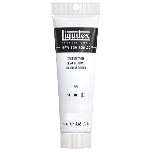 Liquitex Heavy Body Acrylic Paint, 4.65-oz Tube, Titanium White | High Viscosity, Pigment Rich, Ideal for Impasto & Texture, Satin Finish, Permanent Color, Crisp Brush Strokes & Knife Marks - Image 1