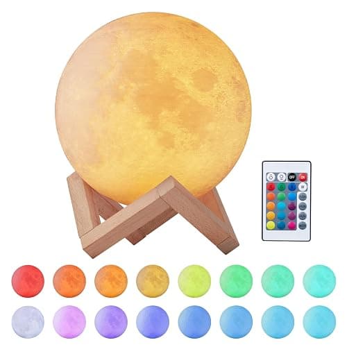 EXTSUD Mond Lampe 16 Farben 3D Mondlampe Nachtlampe mit mit Fernbedienung&Touchschalter Dimmbar USB Wiederaufladbare Schlafzimmer Dekorative Lichter Geschenke für Erwachsen Mädchen Jungen - Image 1