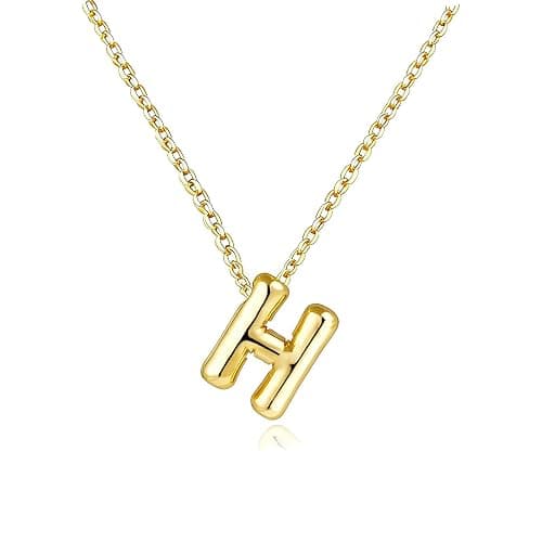 MTINEAPS Easter Basket Stuffers Gold Initial Necklace Easter Gifts for Girls Teens Kids, Teen Girl Gifts Trendy Stuff Bubble Letter Pendant Necklace Jewelry Personalized Birthday Gifts for Women - Image 1