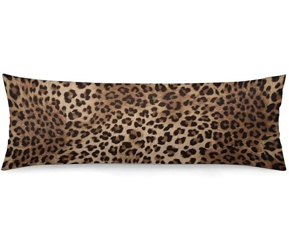 Brown Leopard Body Pillow Cover 20x54 Inch Black Cheetah Skin Wild Animal Print Body Pillowcase Rectangle Long Decorative Pillow Case Soft Cushion Throw Pillow Covers for Bed Couch - Image 1