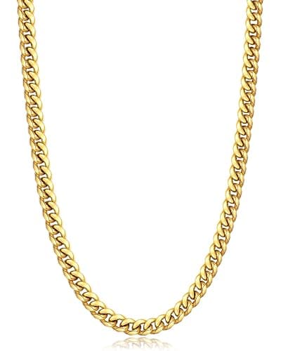 Jewlpire Silver/Black/Gold Chain for Men, Cuban Link Chain Necklace for Men Women, 4mm/6mm Mens Necklace 18K Gold Plated/316L Stainless Steel Mens Chains Necklaces 18/20/22/24/26 Inch - Image 1