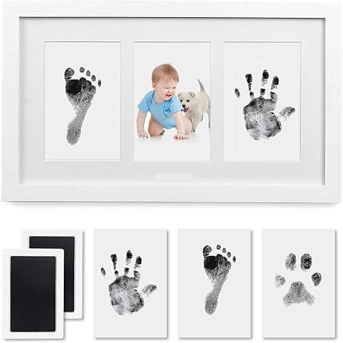 PewinGo Baby Handprint and Footprint Kit, 10-Year Clean Touch Ink Pad, Skin-Safe Non-Toxic Mess-Free, Newborn 0-6 Months Memory Keepsake Frame,Nursery Decor & Baby Gift - Image 1