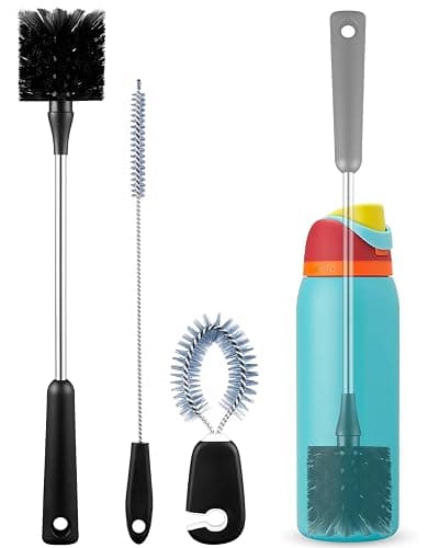 EasyAcc Water Bottle Cleaner Brush, 3 Pack 15 Inches Straw Brush Cleaner for Owala Stanley Hydroflask, Long Handle, with Straw Cleaner & Nipple Brush, for Coffee Mugs, Ice Tea Jars - Image 1