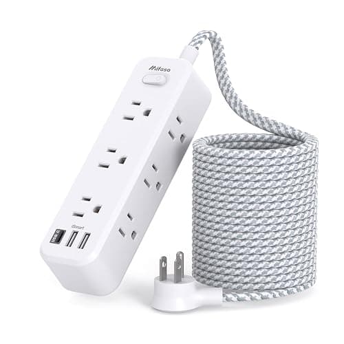 Mifaso Extension Cord, Surge Protector Power Strip, Long Extension Cord with 9 Outlets 3 USB Ports, Extension Cord with Multiple Outlets, USB Power Strip for Dorm Room Essentials, College(15FT, White) - Image 1