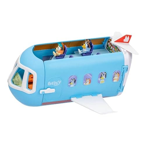 Bluey 3-in-1 Transforming Plane Playset, Transforms from A Plane to A Resort and a Boat! Opens Up to Expand Out to A 27 Inch/ 70cm Wide Holiday Vacation Resort Playset, Over 25 Sounds and Phrases - Plane Playset - Image 1