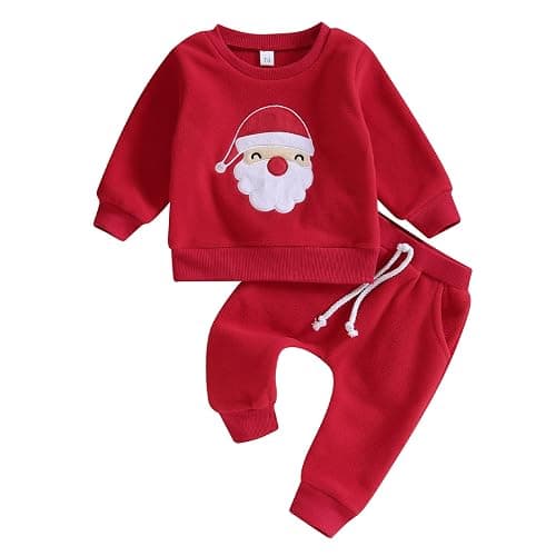 Kupretty Baby Boy Christmas Outfit Toddler Winter Clothes Santa Long Sleeve Crewneck Sweatshirts + Pants Clothing Sets - Image 1