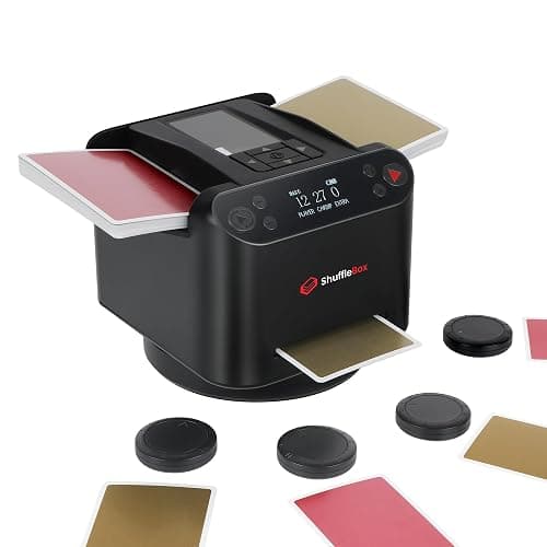 Shufflebox Automatique Mélangeurs de Cartes et Distributeur 2 en1, Ultra Silencieux, Rechargeable, Fonctionne avec UNO, Five Crowns, Monopoly Deal, Bicycle and Maverick Cards (Noir) - Image 1