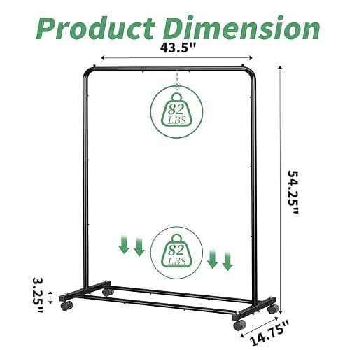 Simple Trending Standard Clothes Clothing Garment Rack with Storage Shelves, Rolling Clothes Organizer on Wheels for Hanging Clothes, Black - Image 1