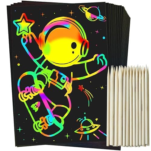ZMLM Scratch Rainbow Art Paper Set - 100Pcs Magic Scratch Off Art Craft Supplies Kits for Kids Girls Boys Black Scratch Notes Sheet Doodle Pad for Fun DIY Toy Party Favors Christmas Birthday Gift - Image 1