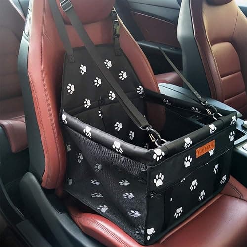 SWIHELP Dog Car Seat Puppy Portable Pet Booster Car Seat with Clip-On Safety Leash and PVC Support Pipe, Anti-Collapse,Perfect for Small Pets - Image 1