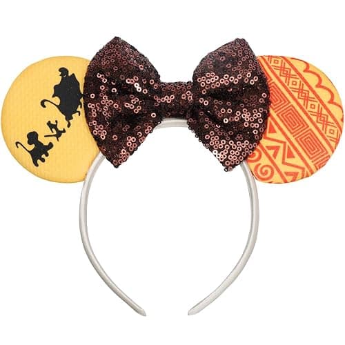 ETLUK Mouse Ears Headband, Animal Mouse Ears with Sequin Bow for Women Girls, Parks Ears for Cosplay Accessories Party (Lion) - Image 1