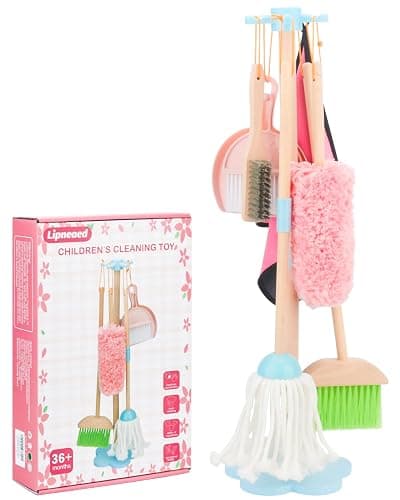Kids Cleaning Set, Wooden Toddler Broom Set for Housekeeping, 7 Pieces Montessori Cleaning Toys with Kids Broom and Mop Set, Housework Pretend Play Toy Gift for Boys Girls Ages 3+ - Image 1