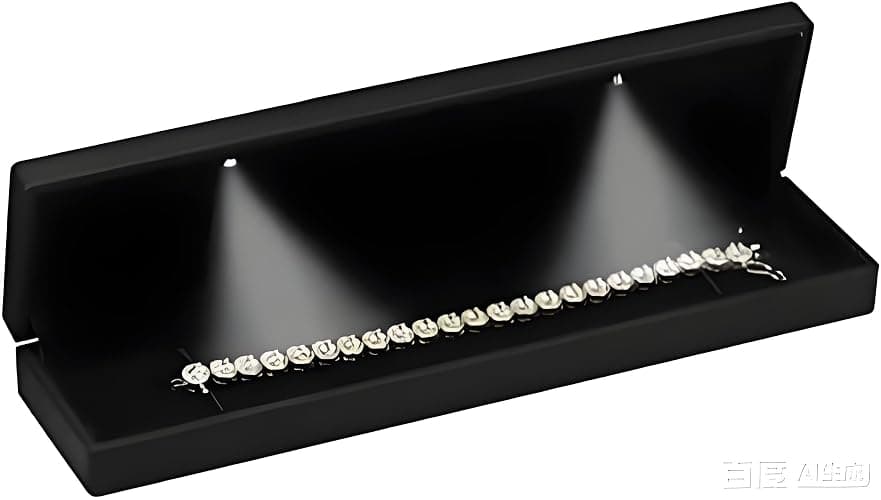 Three LED Light Black Bracelet Box Luxury LED with Light Bracelet Necklace Chain Jewelry Gift Box with 2 Lights for Women for Men - Image 1