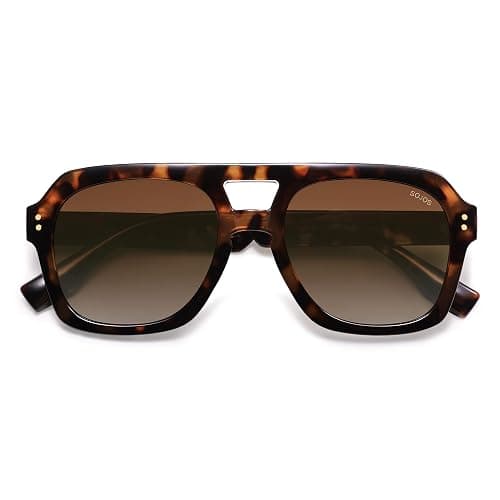 SOJOS Retro Thick Polarized Aviator Sunglasses for Women Men, Large Trendy Bold Square Pilot Shades SJ2385 - Image 1